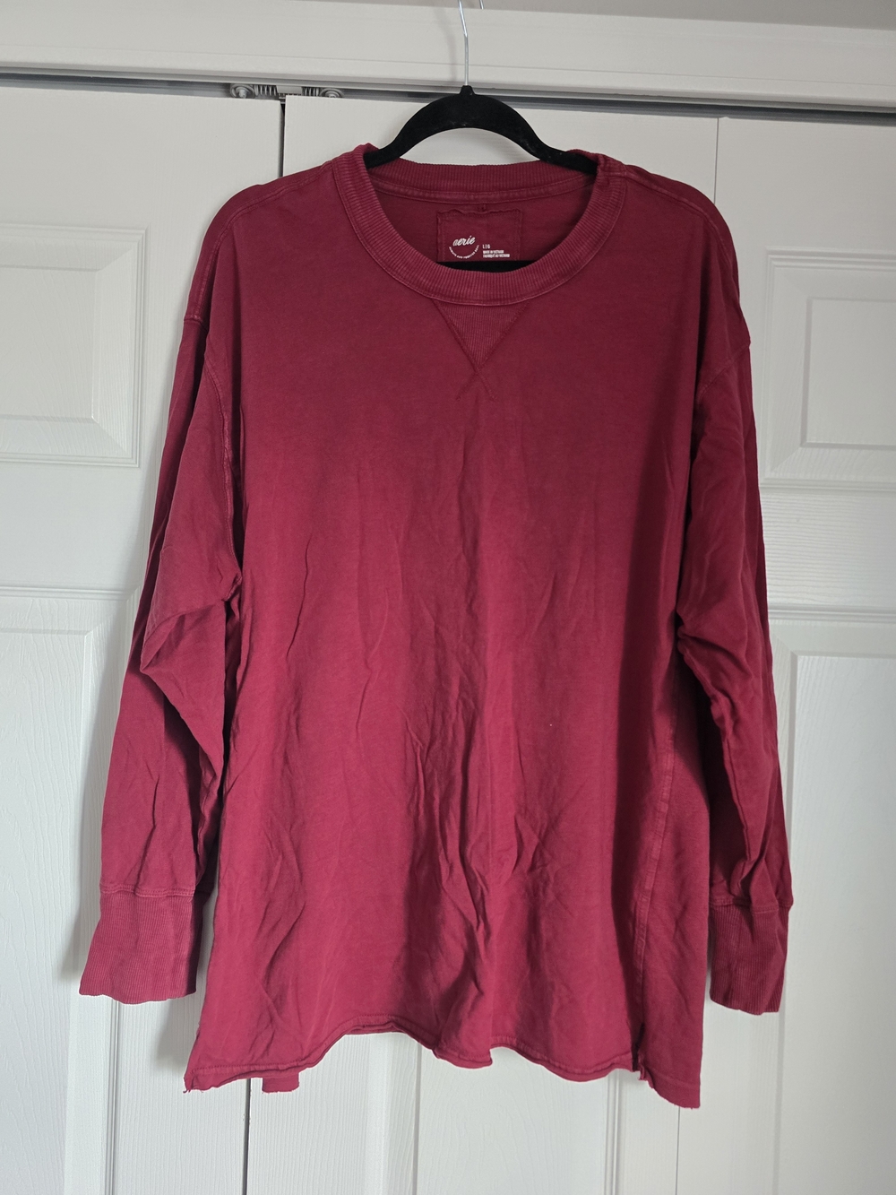 aerie Long-Sleeve Tee in Deep Berry Red